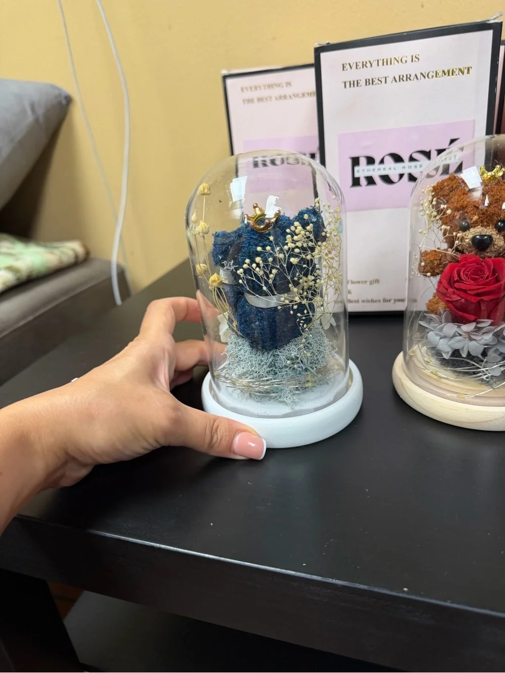 Preserved Red Rose Dome with Teddy Accent